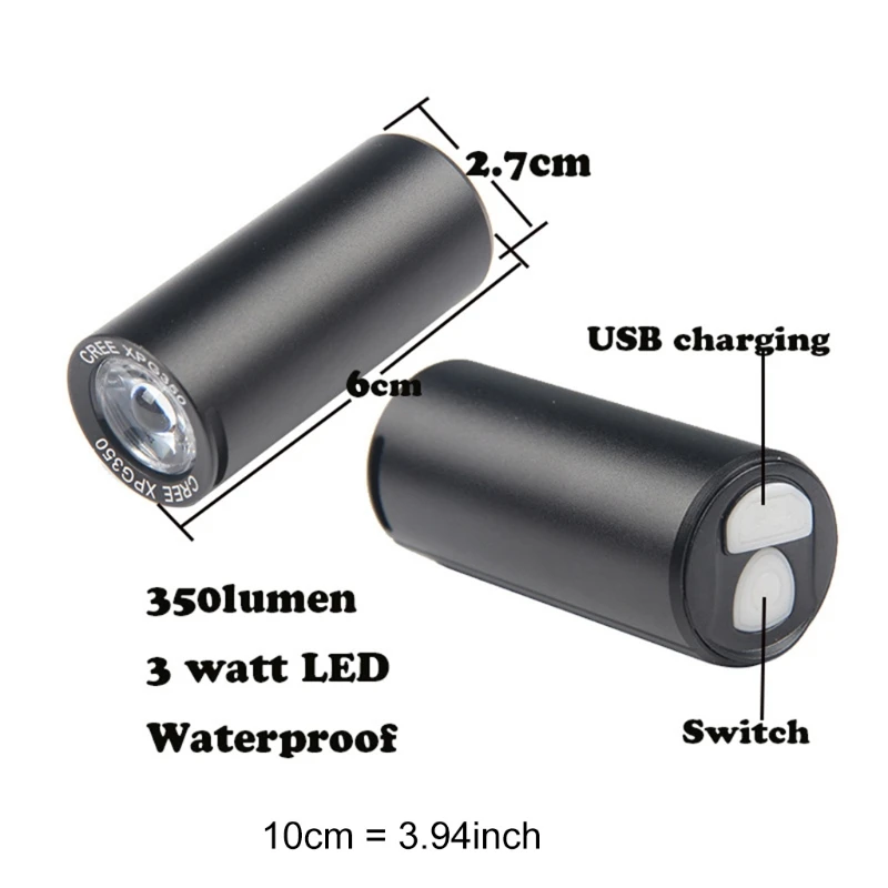 Водонепроницаемая велосипедная фара фонарь для горного велосипеда 350 люмен Usb