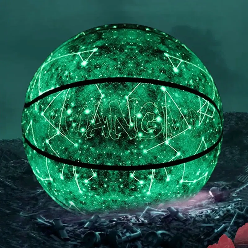 2021 New Starry Sky Glow In The Dark Basketball Professional  PU Leather  Size 7  Fluorescent Bright Ball  for Birthday Gift