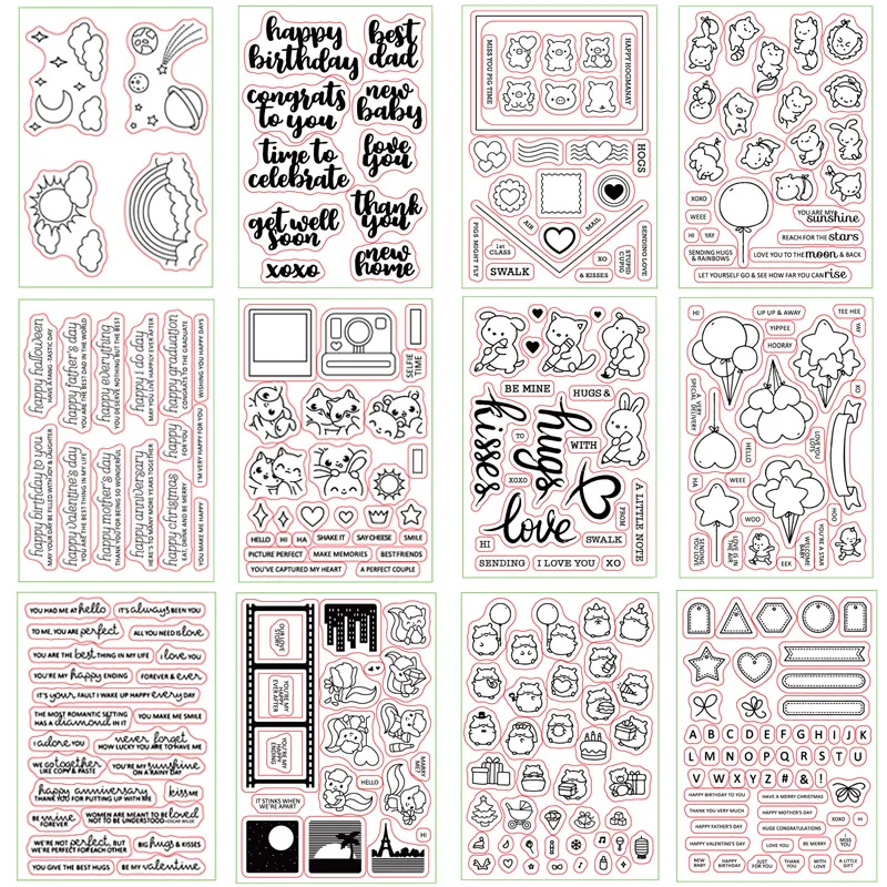 Прозрачные штампы ко Дню Святого Валентина 4*6 дюймов милые воздушные шары с