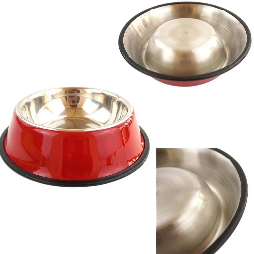 

Pets Feeding bowl Anti Skid Stainless Steel Travel Food Water cat dog bowls Dish For Dog Cat Puppy 6 Colors