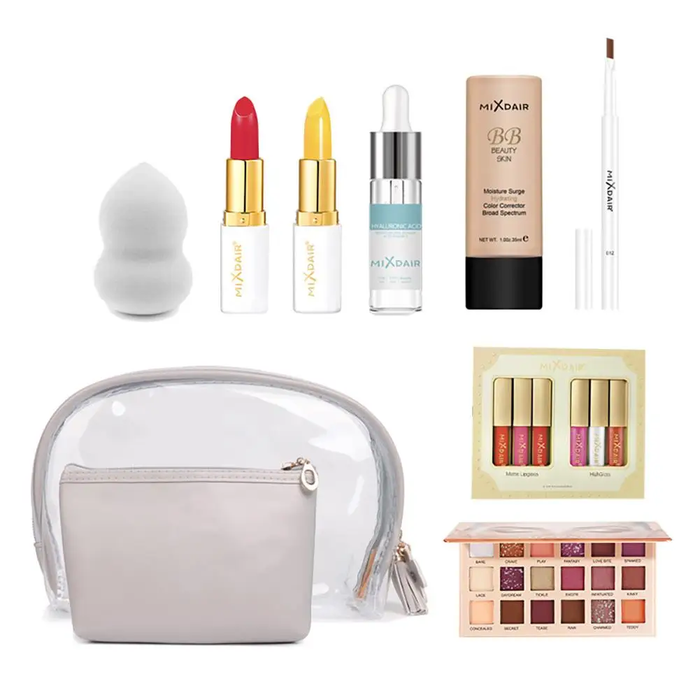 9 шт./компл. макияж полный набор помады высокое Блеск порошок тени для век