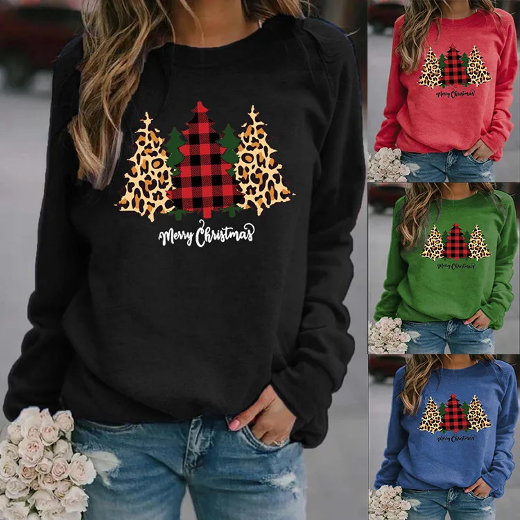 

2020 Christmas Long Sleeve Printed New Casual Round Neck Top Loose Sweater