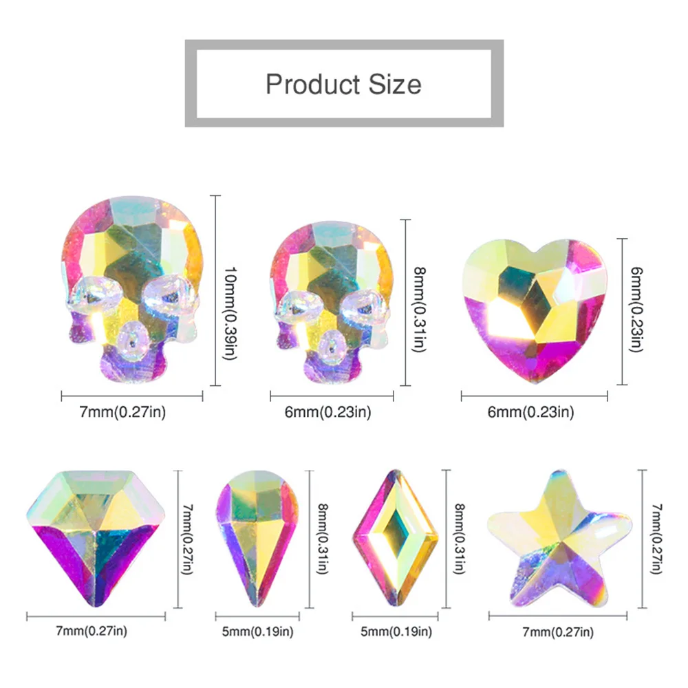 

12 Pcs/Box Nail Art Crystal Decoration Flat Bottom Shape Irregular Triangle Transparent AB Crystal DIY Crystal Nail Art Decor
