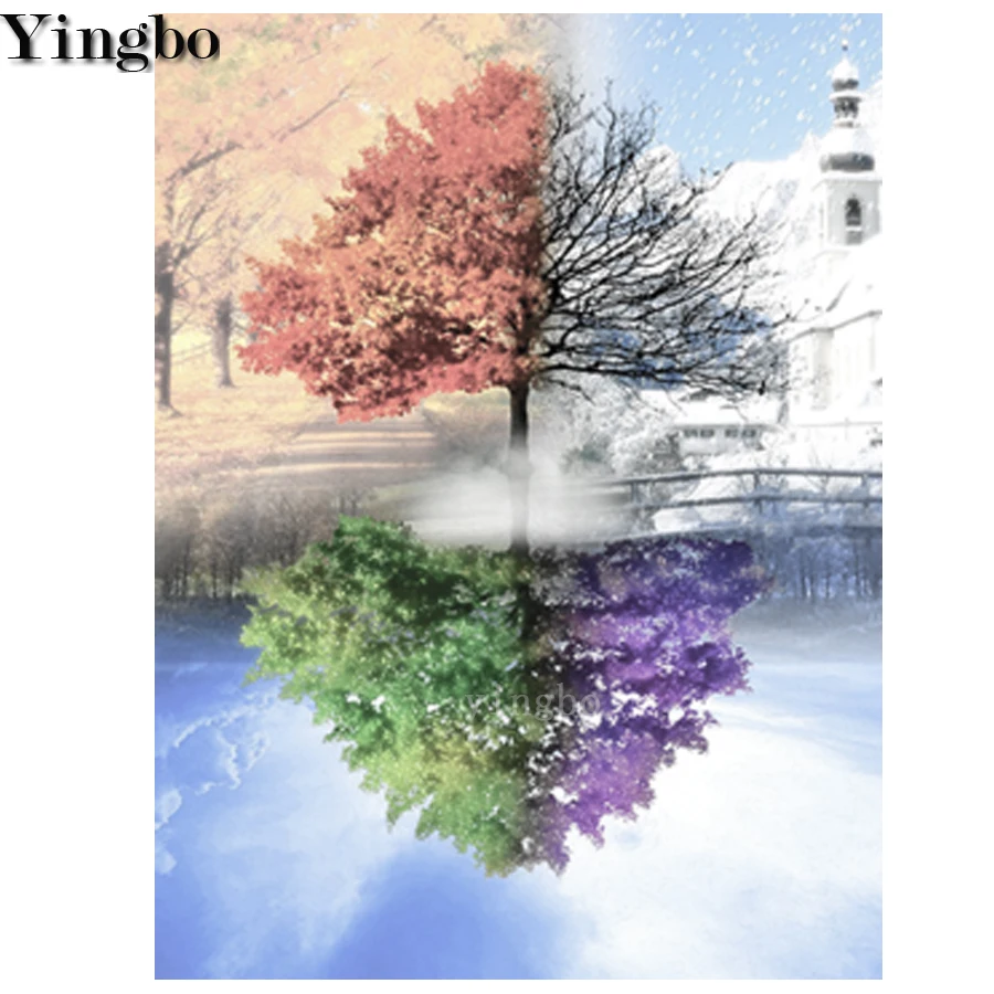 Цветной пейзаж весна лето осень зима и четыре сезона алмазная живопись 5D