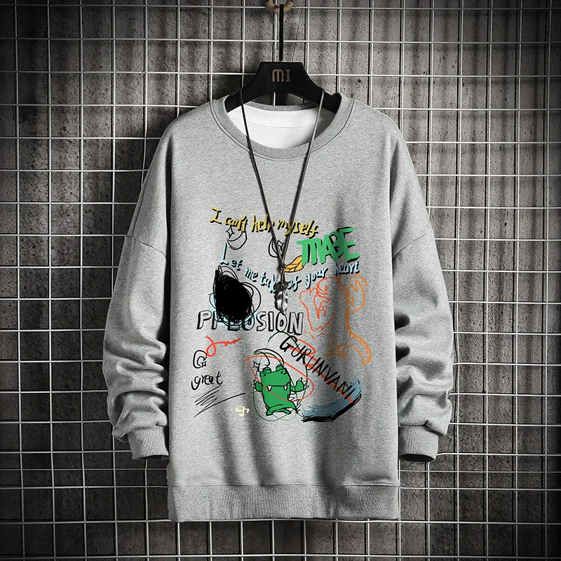 

Mens Oversize Sweatshirt 2020 Winter Thick Fleece Warm Casual Sweatshirt Male Fashion Printed Sweatshirts Black Hoodie For Men