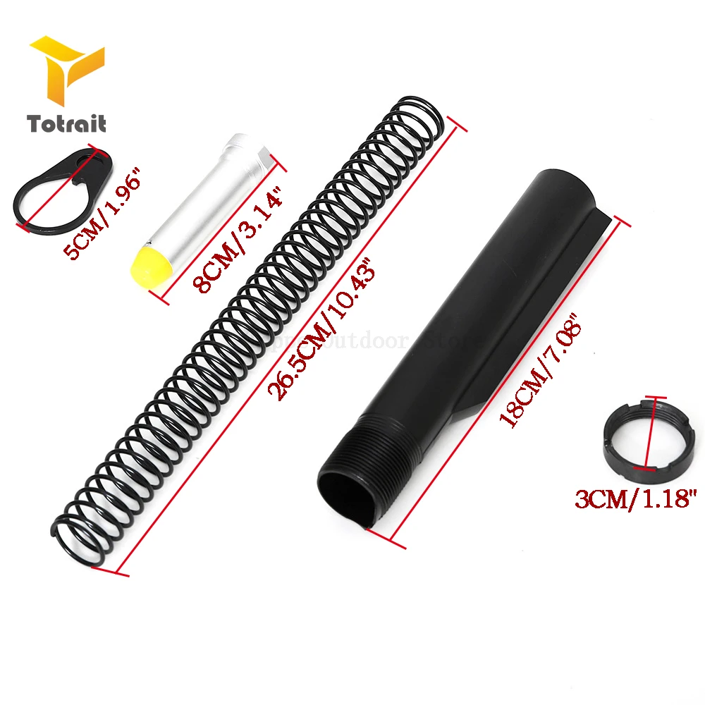 

TOtrait AR15 M4 Latch Mil-spec 6 Position Buffer Extension Tube Rod Assembly/Kit 5 Items Combo Cylinder Rod End Plate Spring Nut