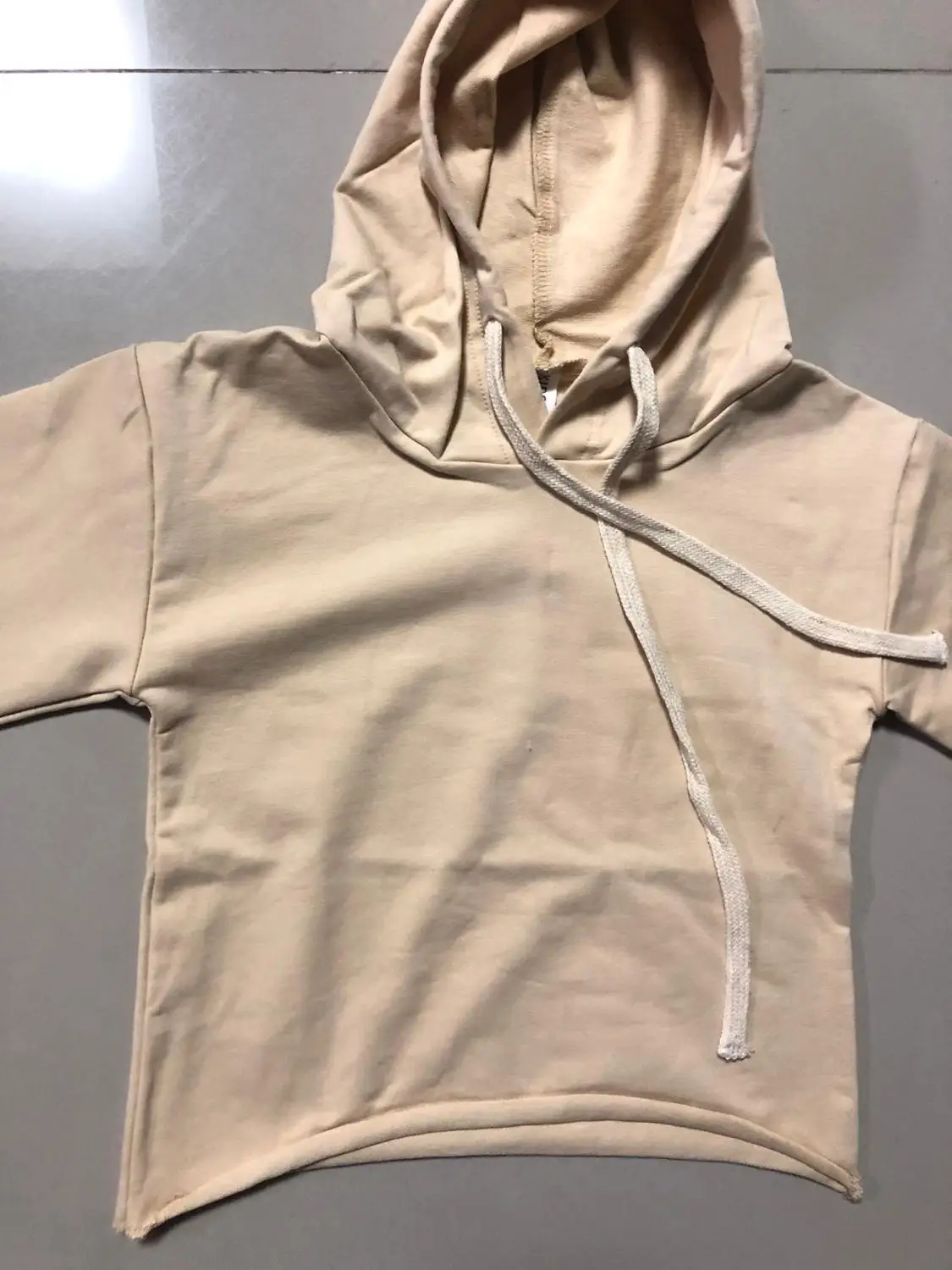 Light Khaki Спортивный костюм; топы с капюшоном для маленьких мальчиков и девочек; однотонные свитшоты; хлопковая одежда для детей; футболка с капюшоном; свободные пуловеры - Цвет: Light Khaki