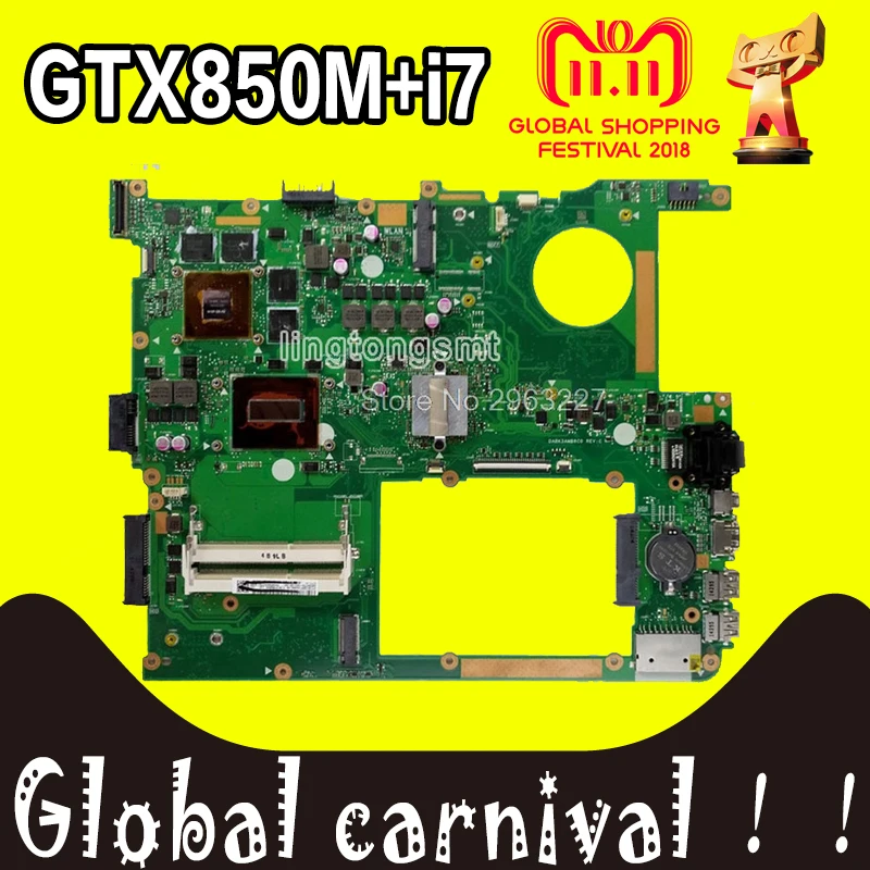 

N751JK материнская плата I7-4710HQ GTX850 для Asus N751JK N751J N751 Материнская плата ноутбука N751JK материнская плата N751JK Материнская плата Тест проведен