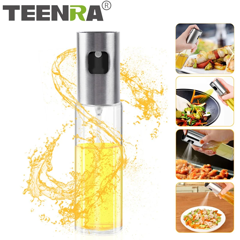 

TEENRA Kitchen Baking Glass Olive Oil Sprayer Glass Olive Oil Vinegar Dispenser Bottle Vinegar Leak-proof BBQ Cooking Tools