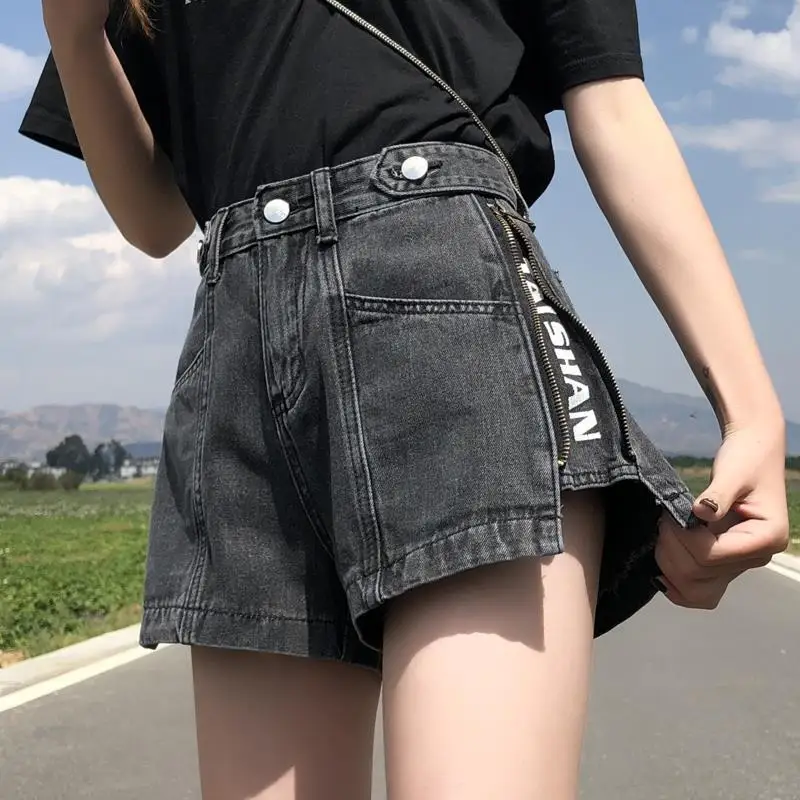 Black Fashion Summer Mini Casual High Waist Sexy Women's Jeans Short Pants Denim Shorts Distressed Hot Vintage Aesthetic Korean