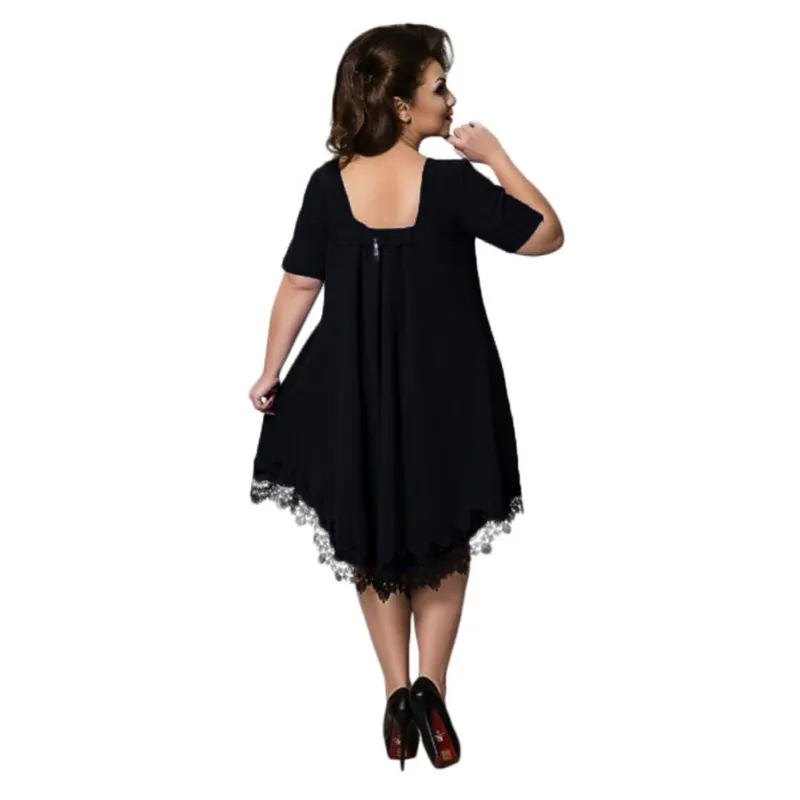 X летнее платье для женщин Vestido кружевное платье с коротким рукавом для девочек с круглым вырезом модный костюм одежда L-6XL плюс размер милый Саша сапфир