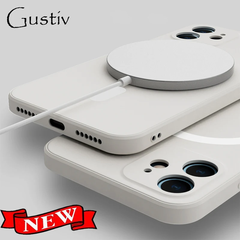 

Liquid Silicone Magnetic Phone Case for iPhone 12 Pro Max Back Cover for Magsafe Wireless Charger Not for Card Pocket