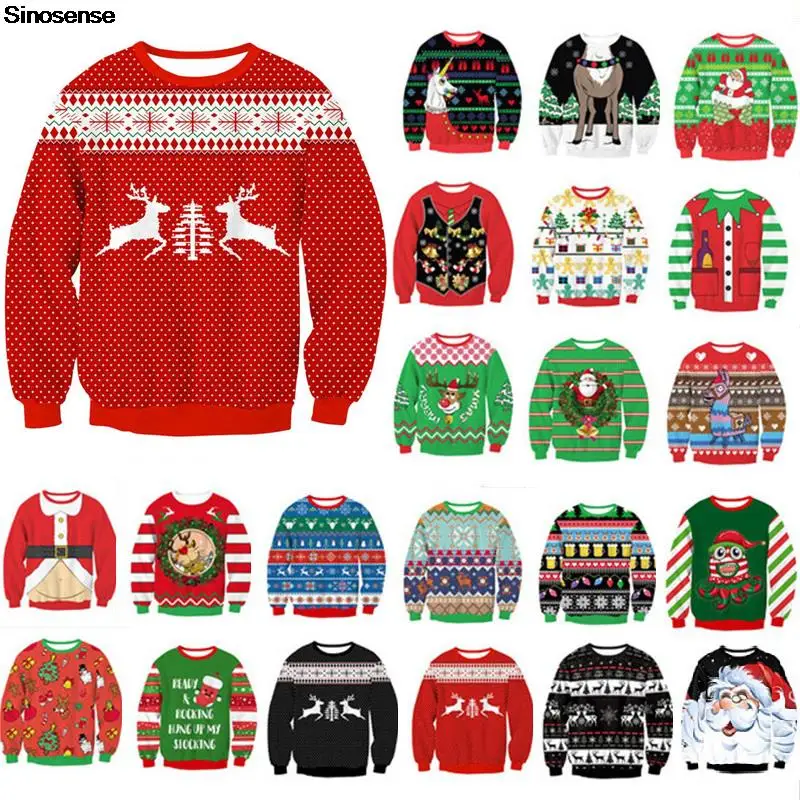 

Unisex Reindeer Ugly Christmas Sweaters Pullover Xmas Jumpers Tops Men Women Outrageously Tacky Funny Holiday Party Sweatshirt