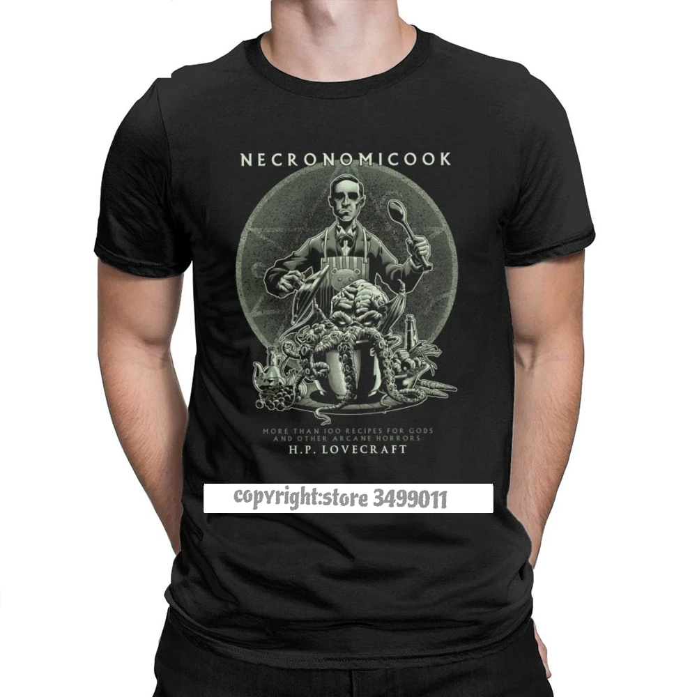 

Men Necronomicook Call Of Cthulhu Tee Shirts Lovecraft Arkham Arcane Horror Unique Crewneck Tops Cotton Tees Adult T Shirt