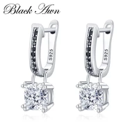 black awn hoop earrings for women classic silver color trendy spinel engagement fashion jewelry