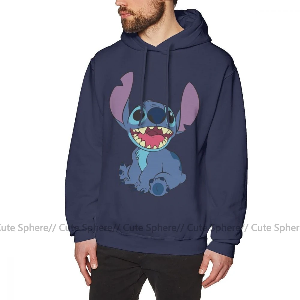 Navy Blue Лило Ститч Толстовка Ститч толстовки уличная Большой пуловер худи Популярные осенние хлопковые черные длинные мужские толстовки - Цвет: Navy Blue