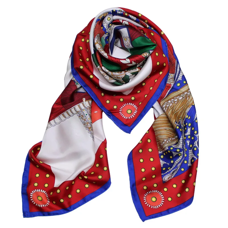 Новый высококачественный шелковый шарф с седлом и принтом квадратные шарфы