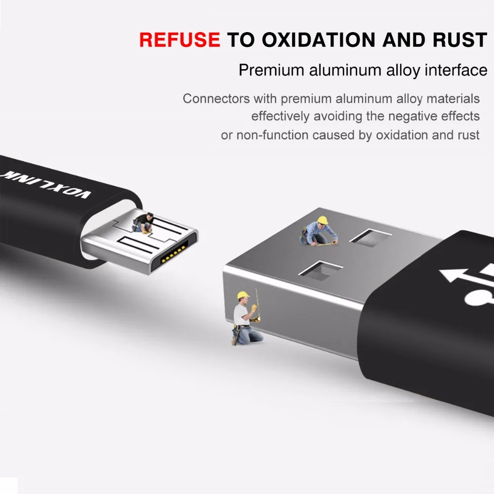 Кабель Micro USB VOXLINK в нейлоновой оплетке 1 м 2 3 usb кабель для синхронизации данных и
