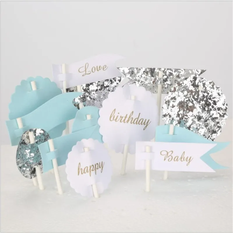 Cakelove 13pcs с днем рождения любят детское блестящее флаг счастливый Любовь Торт