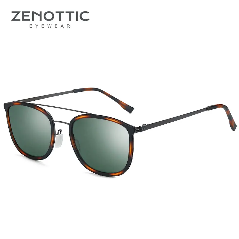 ZENOTTIC солнцезащитные очки Polaroid, мужские очки из сплава, квадратные UV400 Солнцезащитные очки, светильник, женские зеркальные поляризованные очки, новинка BT6301 - Цвет линз: 004