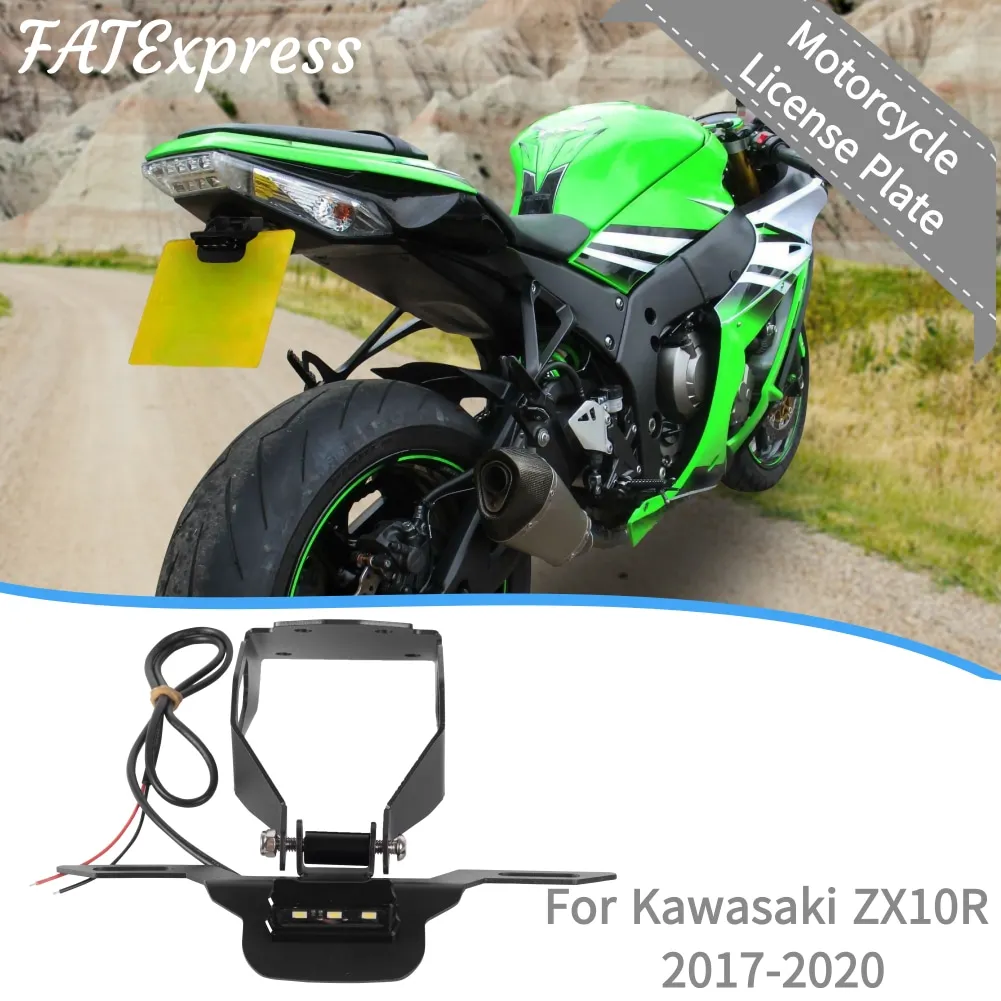 

For Kawasaki ZX-10R ZX10R 2017-2020 License Plate Bracket Taillight Number Plate Frame Holder Light Mount Motorcycle Accessories