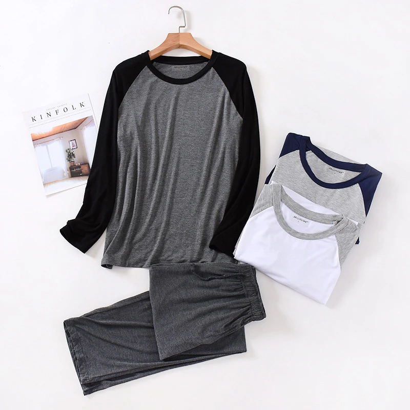 

Мужская Хлопковая пижама с завязками, Лоскутная Пижама, пижамные комплекты с рисунками, Повседневная Пижама для сна и отдыха, пижама размер...