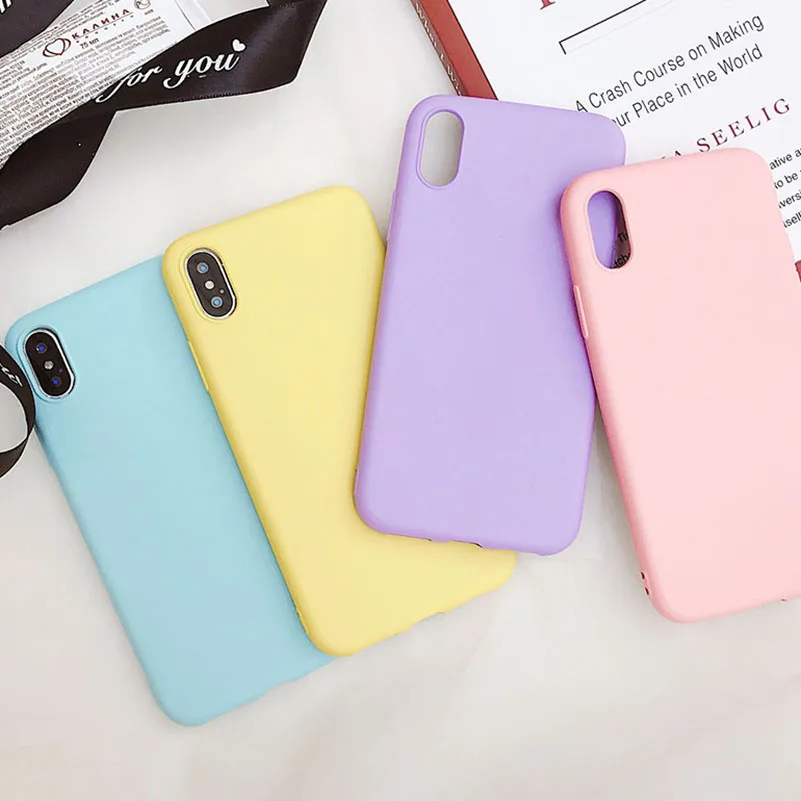Карамельный цвет матовый чехол для телефона для iPhone 7 Plus 6 6s 8 5S SE для iPhone XS MAX X XR 11 pro простой однотонный Мягкий ТПУ чехол s задняя крышка