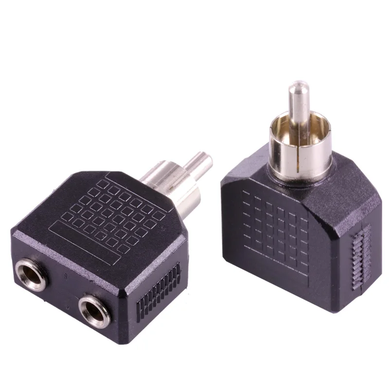 

100pcs 1xRCA Male Plug to 2x3.5mm Mono Female Jack Audio Adapter Nickel Plated 3.5mm RCA Plug R Connector Converter