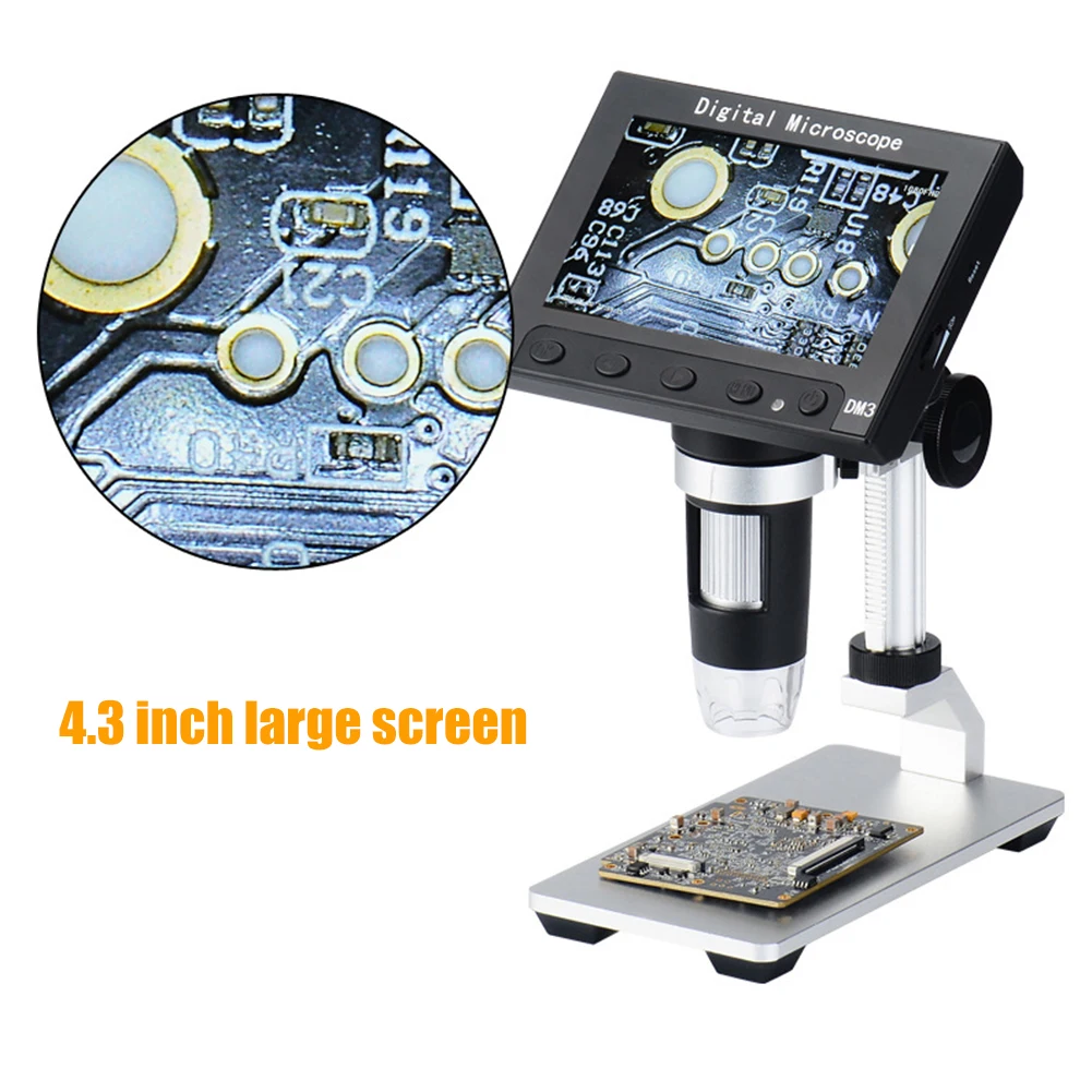 

4.3 Inch Digital Microscope HD 1080P Electronic Desktop Electronic Magnifier Magnify Glass Microscope Support 12 Languages