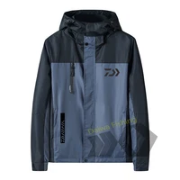 2021 daiwa fishing clothing hooded windproof winterproof zipper pocket patchwork wear fishing jacket men outdoor sports hiking