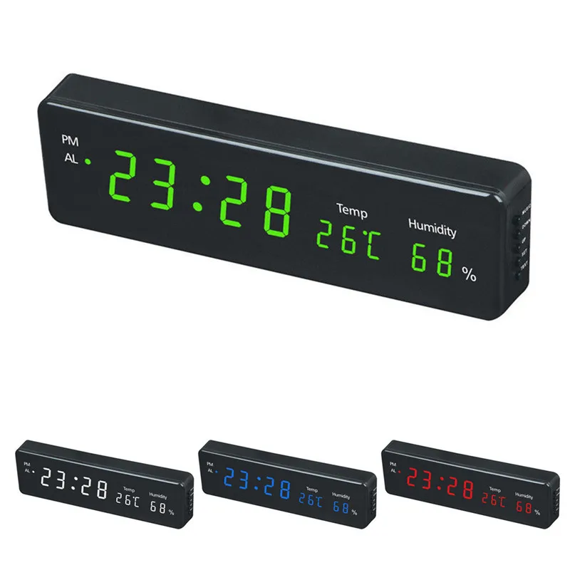 

Digital Wall Clock Big LED Time Calendar Temperature Humidity Display Desk Table Clocks Electronic LED Wall Watch Decor EU Plug