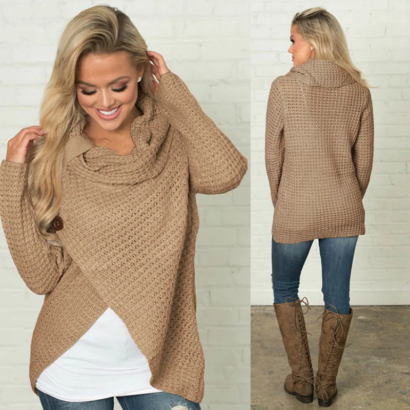 Женские вязаные свитера с длинным рукавом однотонные для девочек топы размера