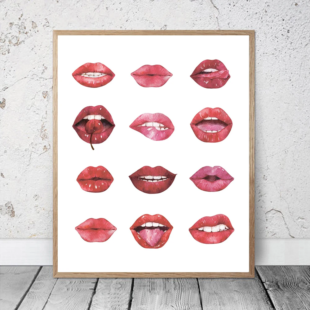 

Sexy Red Lips Poster Lady Lip Print Canvas Poster Prints Wall Art Picture for Modern Home Decoration