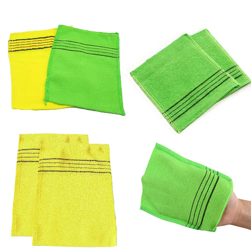 

2PCS Body Scrub Shower Towel Double-Sided Bath Washcloth Towel Korean Exfoliating Bath Washcloth For Adults Coarse Grain 14*15CM