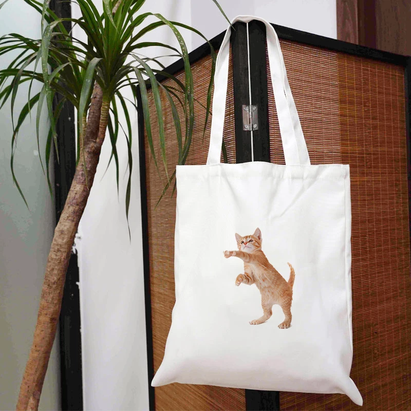 

Cat Shopper Bag Tote Canvas Women's Handbag Free Shipping Bags Cloth Designer Handbags Woman Shoulder Shoppers With Anime Big