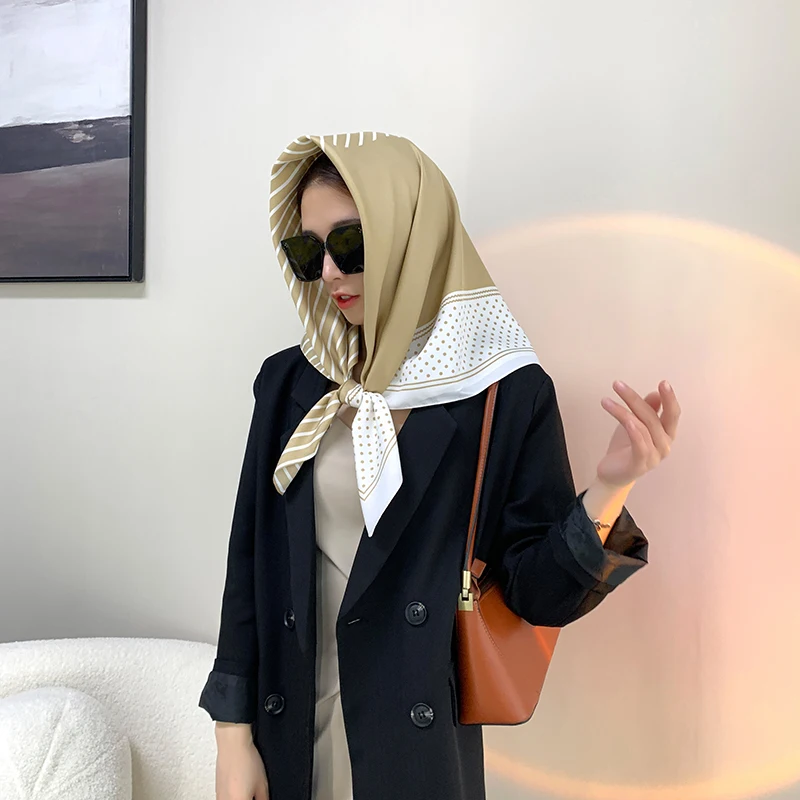 

2021 new spring women scarf quality shawl silk fashion scarf headscarf beach sunscreen bag headscarf scarf 90cm*90cm