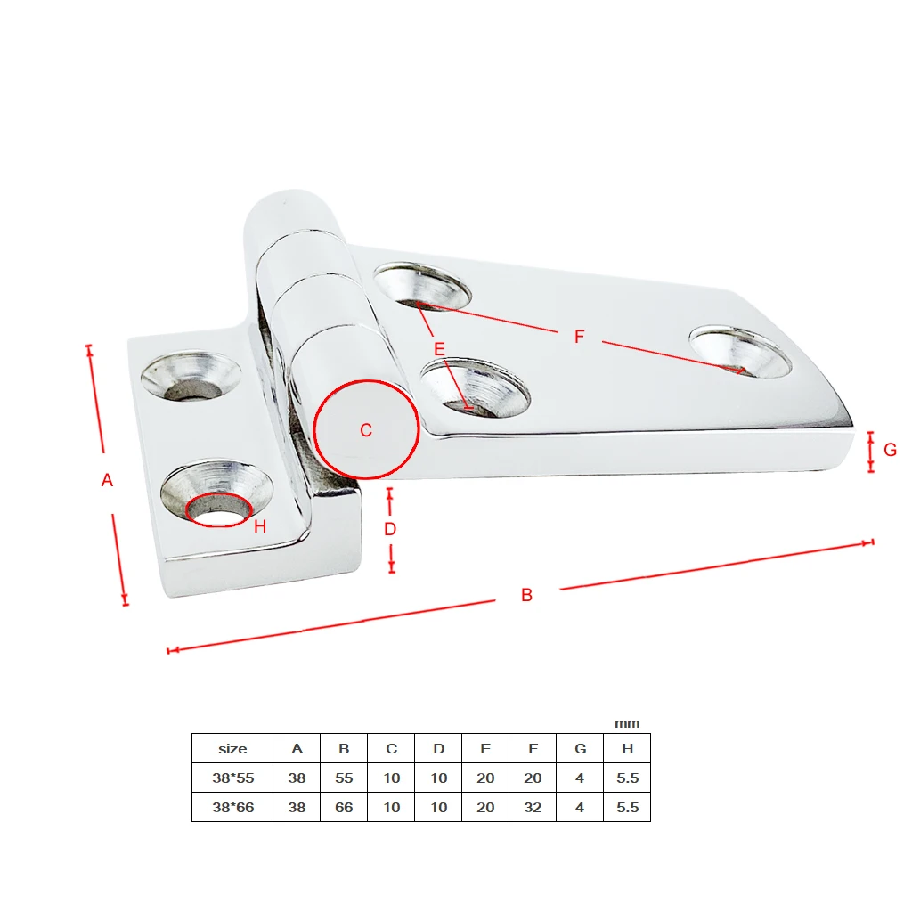 

316 Stainless Steel Flush Door Hatch Compartment Folding Bending Hinge Deck Hinge Door Strap Butt Hinge Boat Marine Accessories