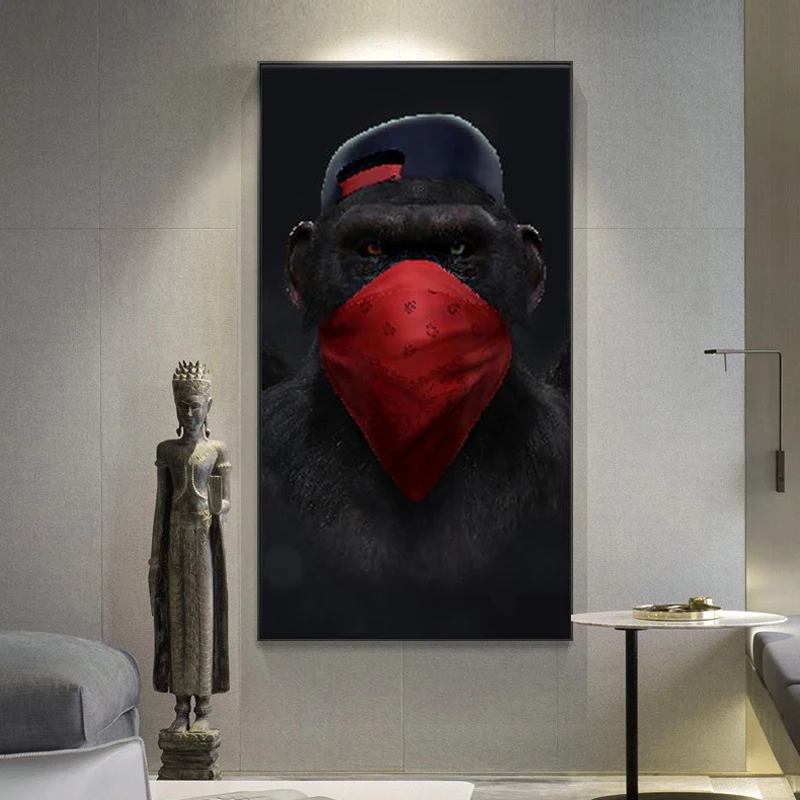 Картина на холсте с изображением милой обезьяны плакаты и принты искусство