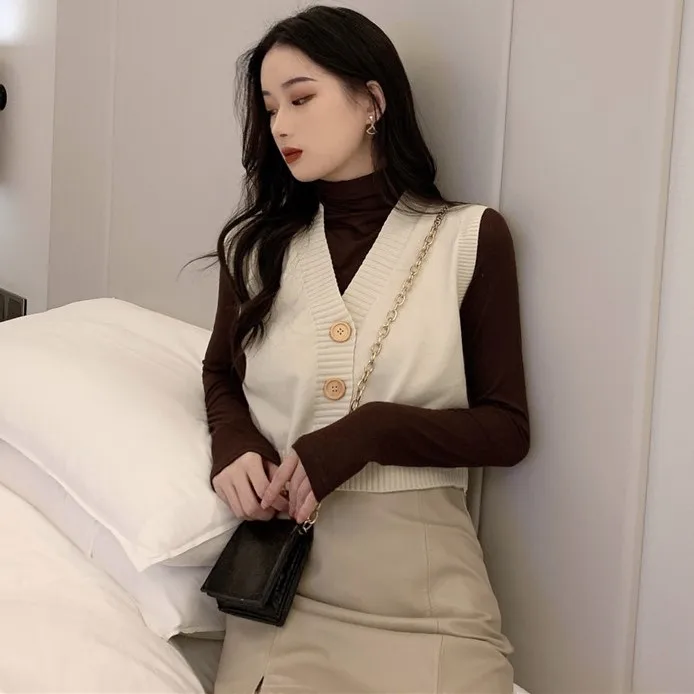 

New Slim soft cotton vest sweaters fashion ladies elegant knitted vests vintage female short sweater women chic sweater