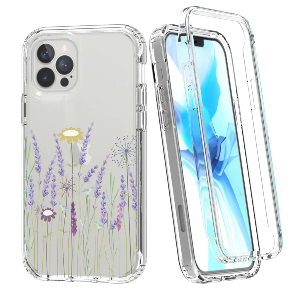 LOVECOM Cute Flower Leaf Butterfly Phone Case For iPhone 13 12 11 Pro XR XS Max 7 8 Plus Soft IMD 2 in 1 Clear Back Cover Coque | Мобильные