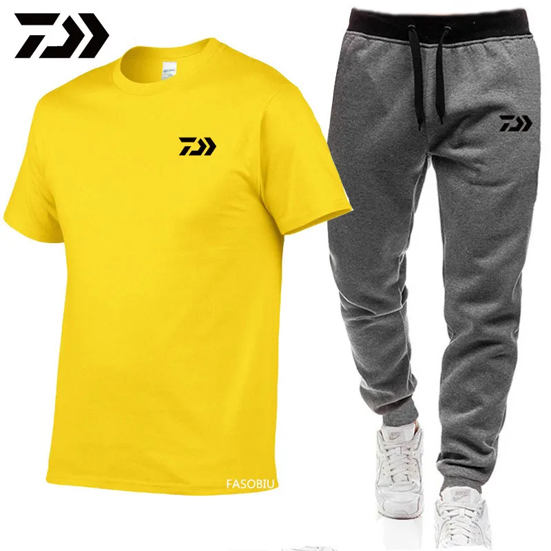 

Daiwa Fishing Suit Men Summer Fishing Clothing Sportswear 2 Piece Outdoor Trousers Fishing Pants Quick Dry Sport Fishing T Shirt
