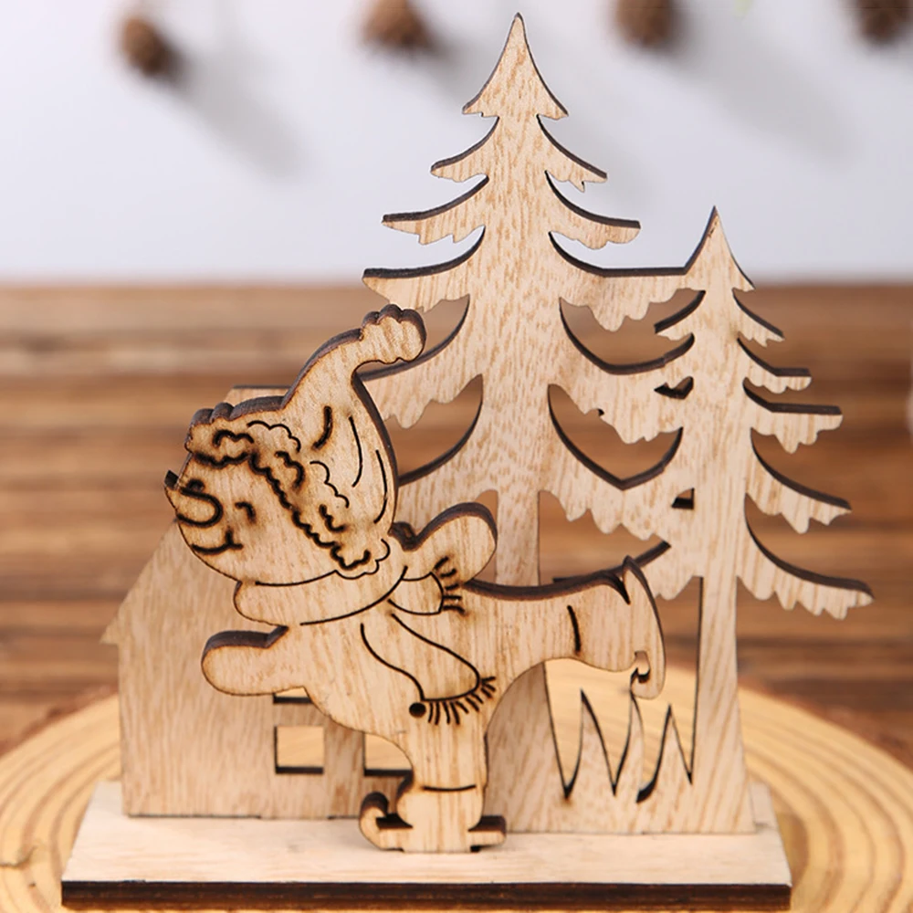 Рождественские деревянные DIY фанеры украшения старый человек/Снеговик/Лось