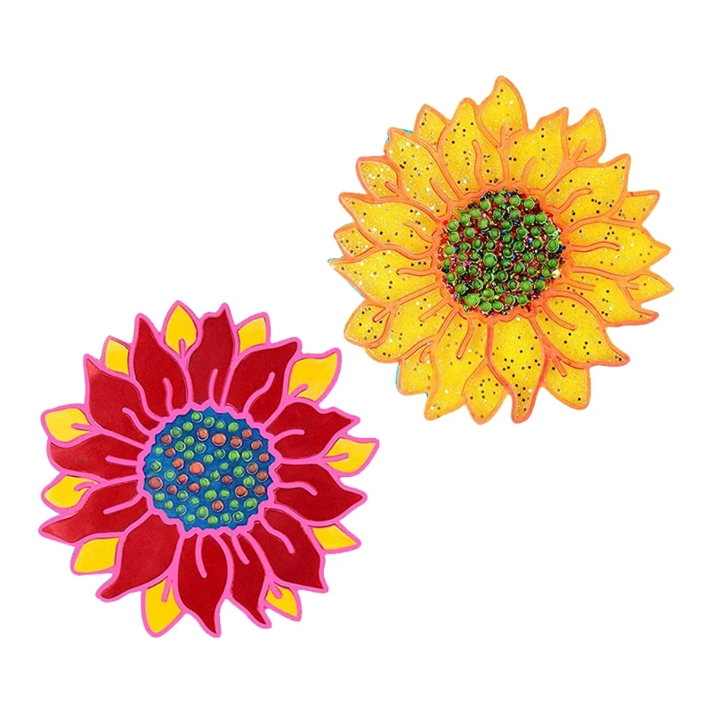 

2 Pcs Sun Flower Tray Epoxy Resin Mold Serving Plate Casting Silicone Mould DIY Crafts Cup Mat Coaster Making Tool