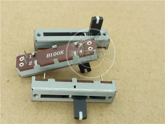 

10pcs for HT 35MM straight slide fader single-linked potentiometer B100K with white dot handle length 10MMX5MM