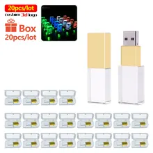 20pcs/lot memoria Crystal Usb flash drive 128gb 64gb Personalize 3d logo 32gb 16gb PenDrive for phone photography memory stick