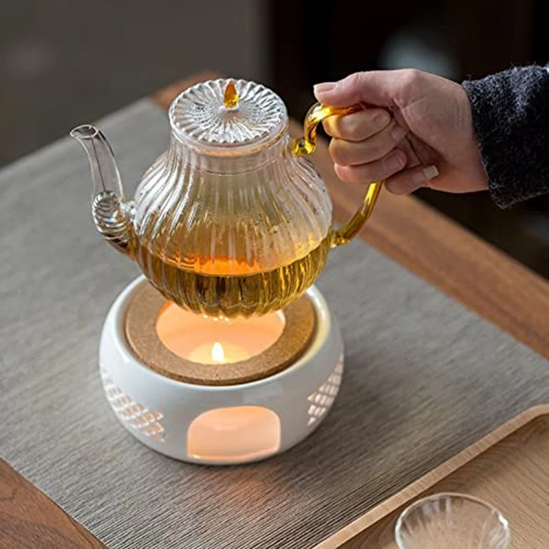 

Teapot Warmer with Cork Cushion Tea Warmer Base Candle Heating Base Holder Teaware Suitable for Tea Coffee and Milk Etc
