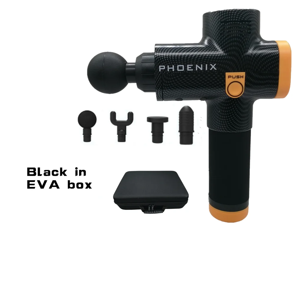 Black in EVA box Феникс А2 массажный пистолет для расслабления мышц дома Зарядка для глубокой динамической терапии вибратор коробка портативная посылка - Цвет: Black in EVA box