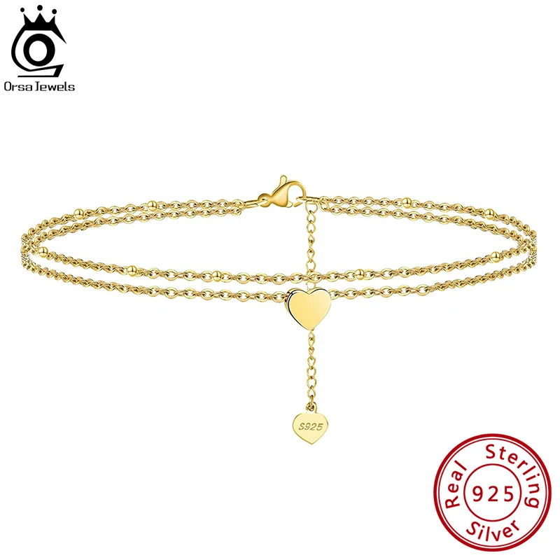 ORSA JEWELS 925 стерлингового серебра женские Heart & спутниковый многослойная цепочка