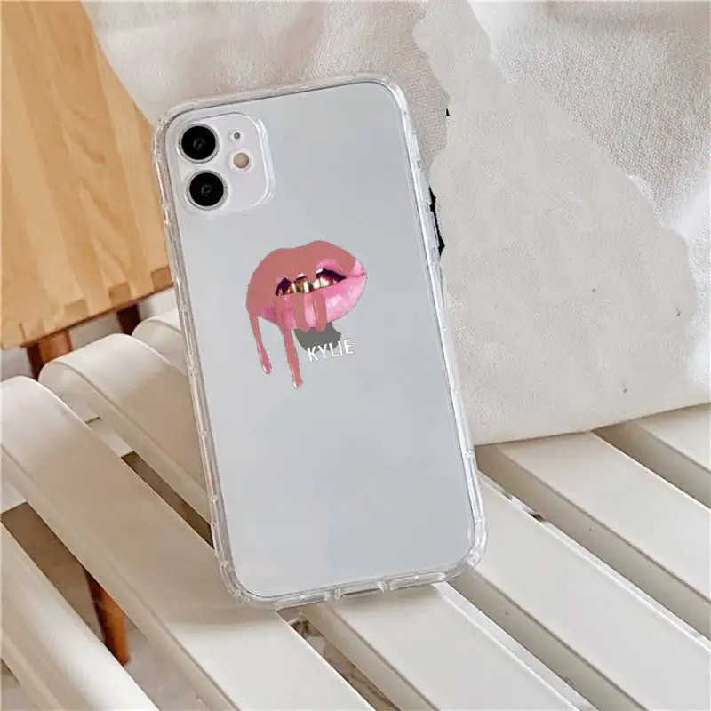 

Sexy Girl Kylie Jenner Lips Kiss Phone Case Transparent for iPhone 11 12 mini pro XS MAX 8 7 6 6S Plus X 5S SE 2020 XR