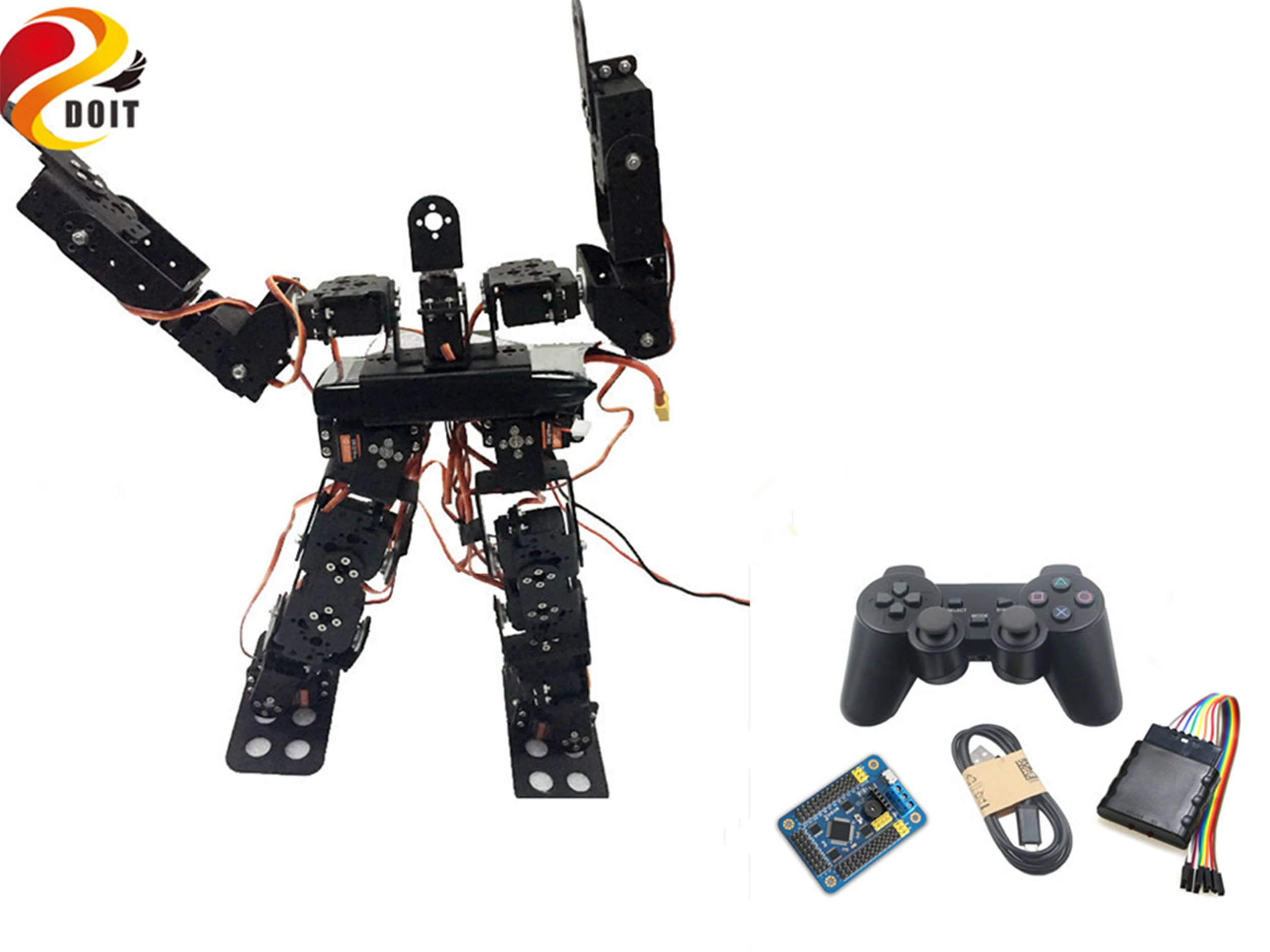 PS2 ручка Управление 17DOF двуногий робот гуманоид RC металла робота с 17 шт. Servo 32